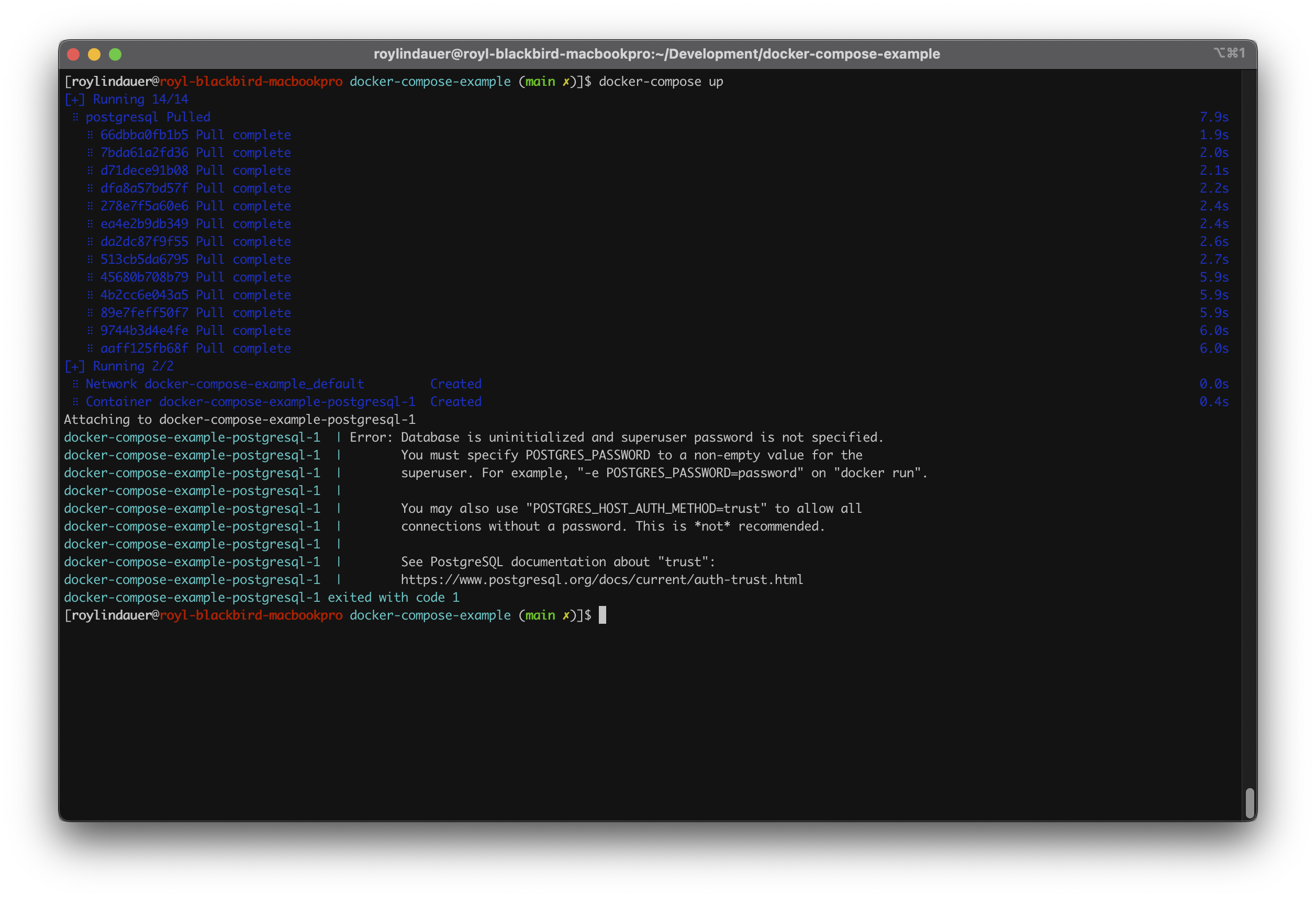 Start Docker Compose first time
